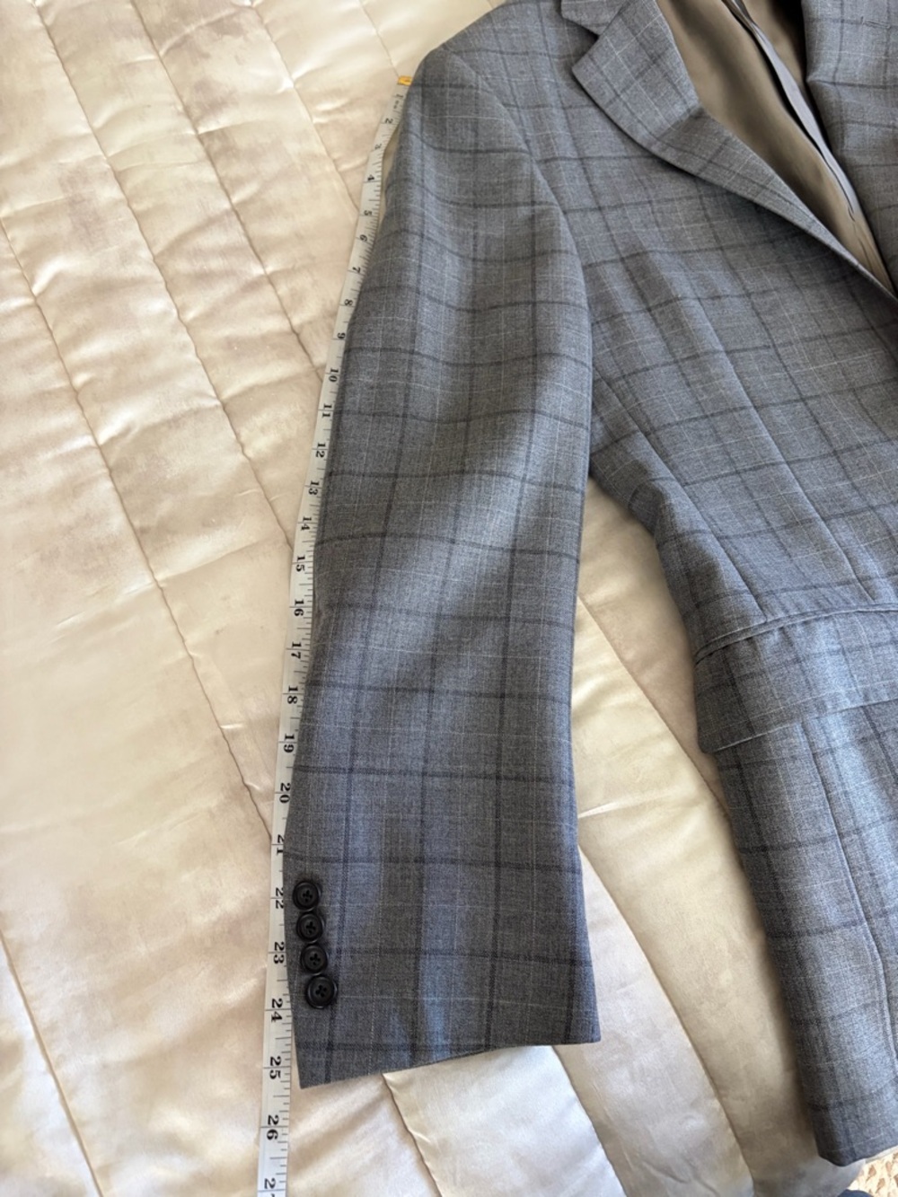 HICKEY FREEMAN Beacon Grey Plaid Worsted Wool Silk Blend‎ 38 R Sport Coat Blazer - Picture 10 of 10